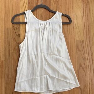 Mango White Pleated Tank Top